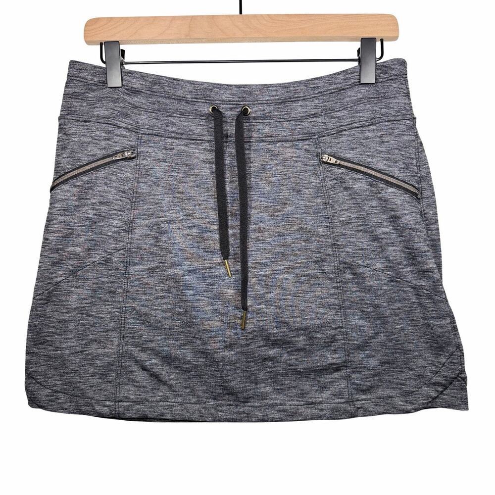 Athleta Heathered Gray Skirt Zipper Pockets Skort Shorts Women's size S